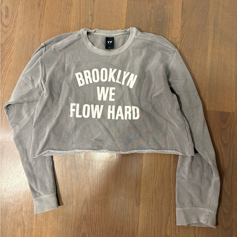 Y7 Studio Brooklyn We Flow Hard Cropped Sweatshirt